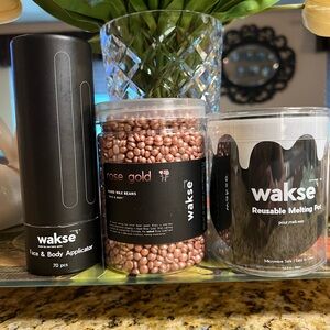 Wakse Rose Gold Hard Wax Beads, Reusable Melting Pot & Face/Body Applicators 🖤